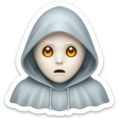 hooded ghost with worried look sticker