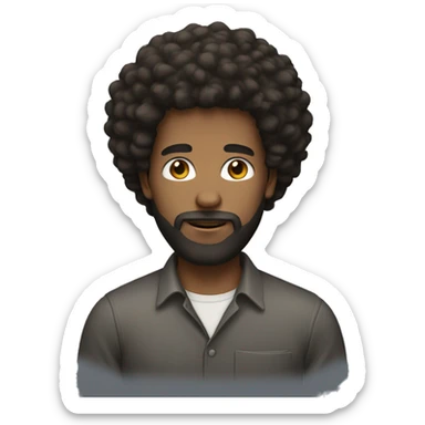 A male with a beard and long afro hair sticker