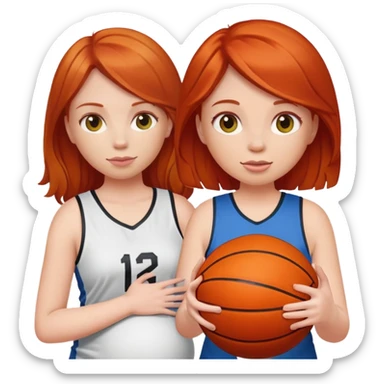 Redheaded girl with a basketball positioned like the pregnant woman emoji, but with a basketball instead of a belly sticker