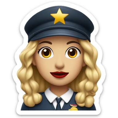 girl face with flight attend uniform and hat (red) and red lipstick sticker