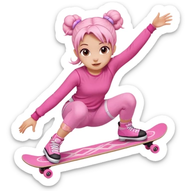 My little pony Cute skater girl with two buns and pink outfit, gliding with playful energy. sticker