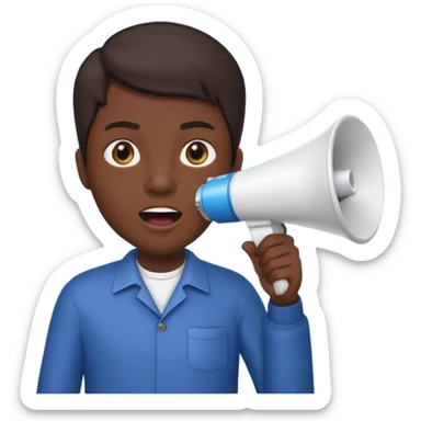 UN  CON OJOS Y BOCA QUE TENGA UN MEGAFONO Y ESTE PARADO sticker