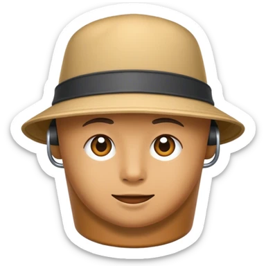 A bucket with a hat on  sticker