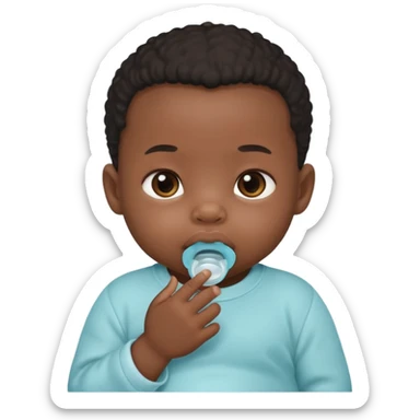 Black newborn baby, pacifier in mouth sticker
