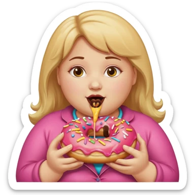 fat girl eating donuts sticker