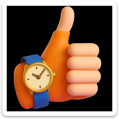 Make the thumbs up emoji wear a wristwatch in a style similar to 3d-emoji sticker