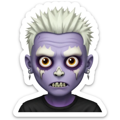 Purple pale skinned zombie boy skin so with white spiky hair. Nose and ear piercings. Emo. sticker