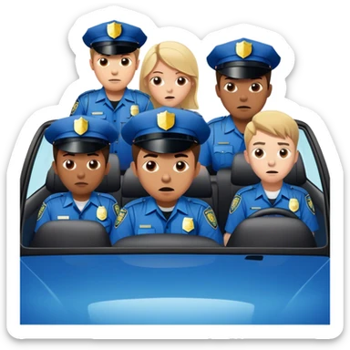 A police man in a patroll chasing a group of 4 teenagers in a car that are 1 of them drunk and the three others are worried sticker