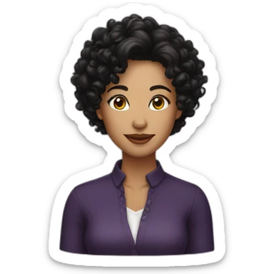 Woman short black curly hair drink whisky sticker