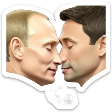 Vladimir Putin and Zelensky kiss sticker