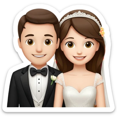 couple dressed as bride and groom sticker