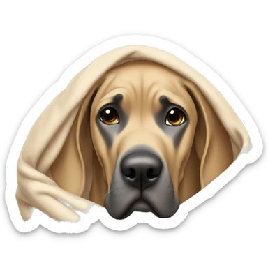 tan colored great dane wrapped in a blanket  sticker