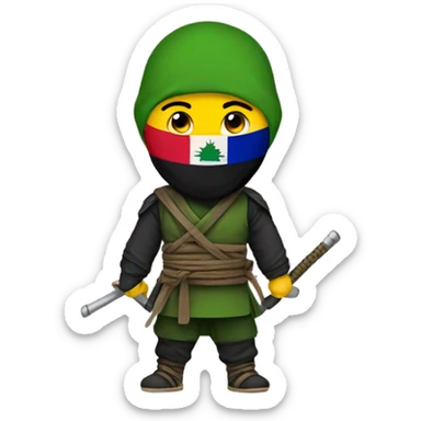 Ninja with a Kurdish flag  sticker