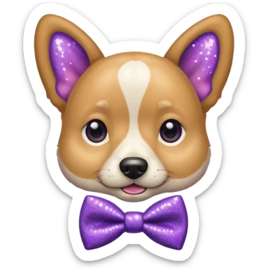 Cachorro adulto com gravata roxa com glitter sticker