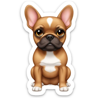 Brown red fawn frenchie girl sticker