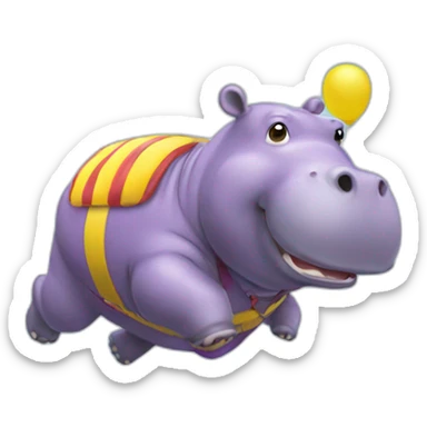 Hippo jumping parachute sticker