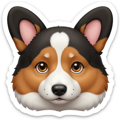 sad black tricolor corgi with no tail sticker