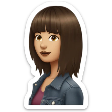 One rockstar girl with cascade brunette hair with fringes sticker