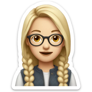 girl with fair skin wearing glasses with rosy glasses sticker