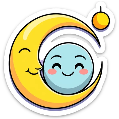 A Moon hugging a Sun sticker