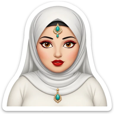 big plus size, arab, arabian clothes, baddie,pretty, makeup, bright red lipgloss, black eyeliner, sticker