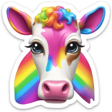 Lisa frank rainbow cow sticker