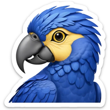 Hyacinth macaw with all blue feathers except for yellow around beak and eyes sticker