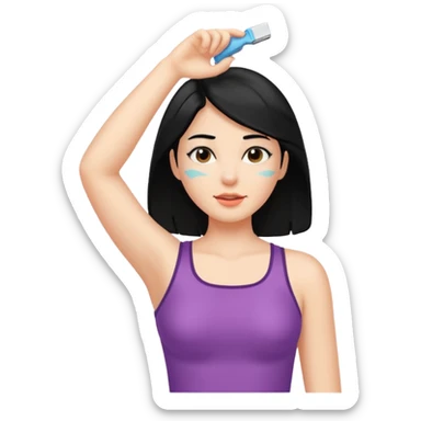woman black long hair shaving armpit sticker