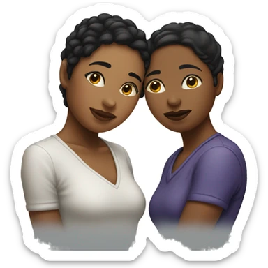 Lesbian couple leaning in for a kiss. One person should be white in the other one should be black. sticker