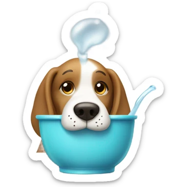 Dog sipping sticker