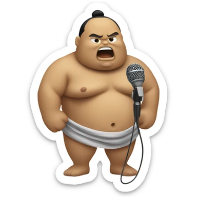Sumo wrestler singing with microphone  sticker