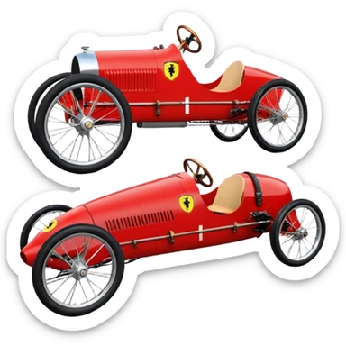1927 Ferrari racing retro cyclekart with advanced suspension and steering system  sticker