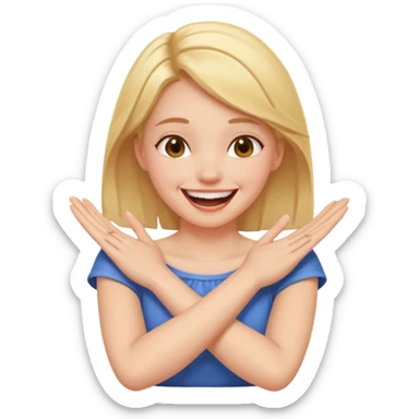 arms crossed holding neck laughing girl  sticker