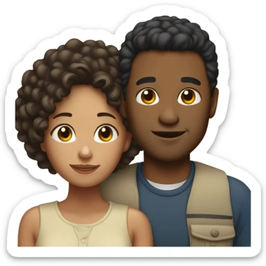 Biracial couple posing sticker