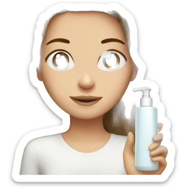 White girl with long hair brown doing skincare sticker