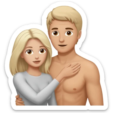 White man touching White woman breasts naked and pulling her hair sticker