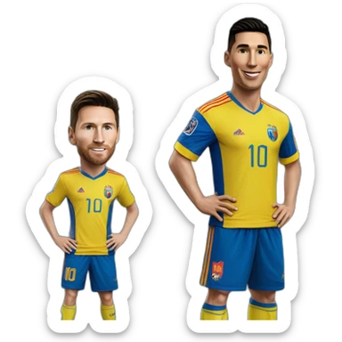 Realistic Messi wearing FC Miami football shirt and realistic Cristiano Ronaldo wearing Al-Nassr football shirt sticker