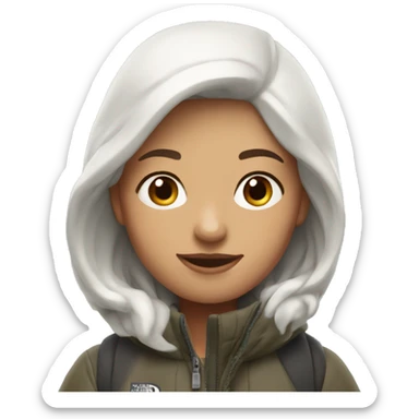 White burgundy haired Girl wearing long northface  sticker