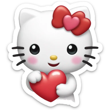 hello kitty with heart sticker