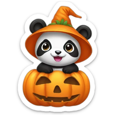 panda dressed as a pumpkin costume sticker