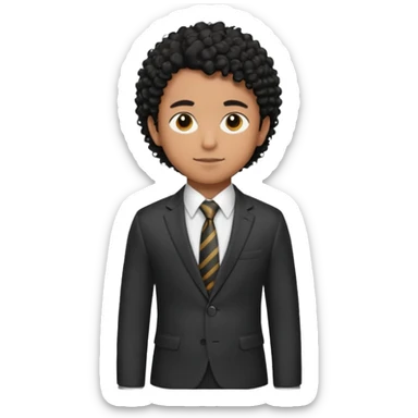 Young man, brown skin, black curly hair, tailored trousers, suit jacket, and tie, portrait

 sticker