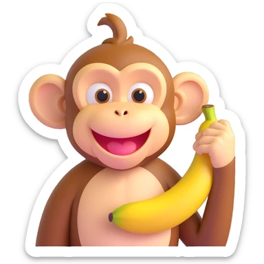 smiling monkey using a banana as a phone cheerful sticker