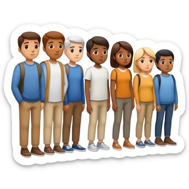 A full-length queue of people sticker