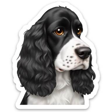 black and white english cocker spaniel and nose spots sticker