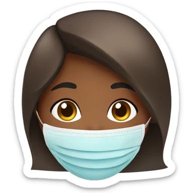 brown skin girl with a face mask sticker