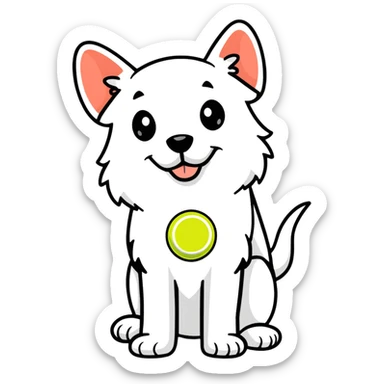 playful dog with tennis ball sticker