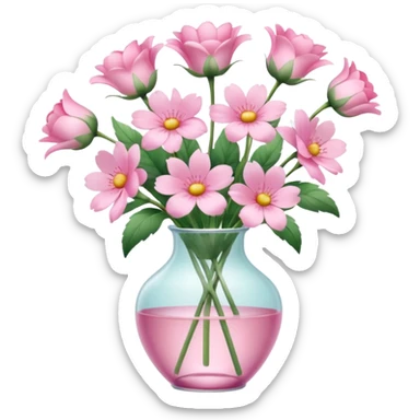 vase of pink flowers sticker