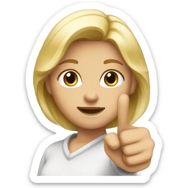 blond girl pointing finger in the right corner of the picture sticker
