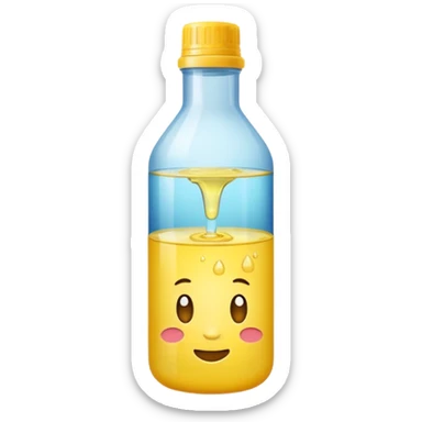 une bouteille d’eau en plastique rempli d’un liquide jaune sticker