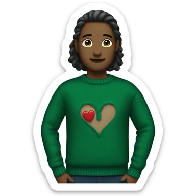 Sweater heart dark green sticker